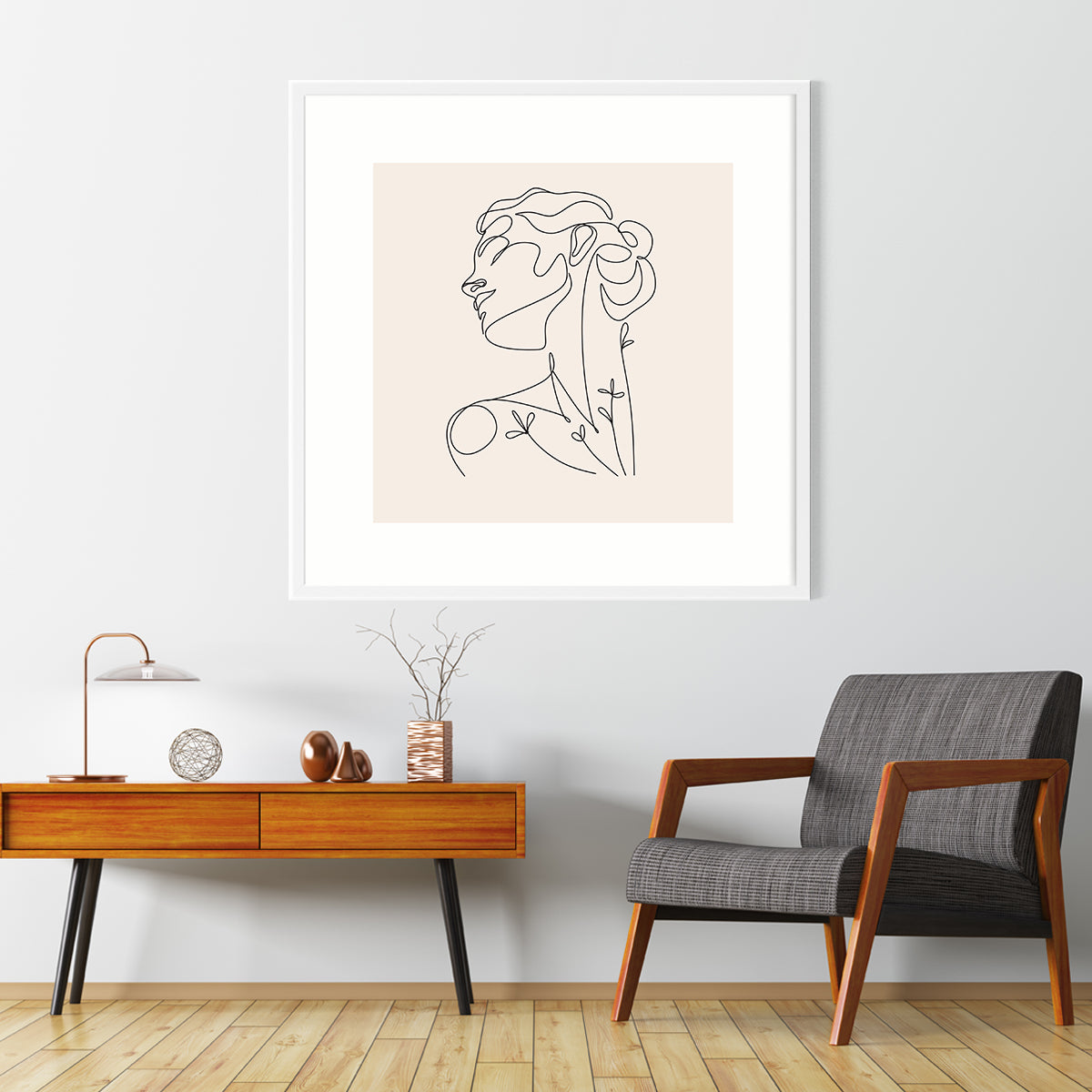 Woman Portrait Line Art Minimalist Poster Art Print For Your Wall-Square Posters NOT FRAMED-CetArt-8″x8″ inches-CetArt