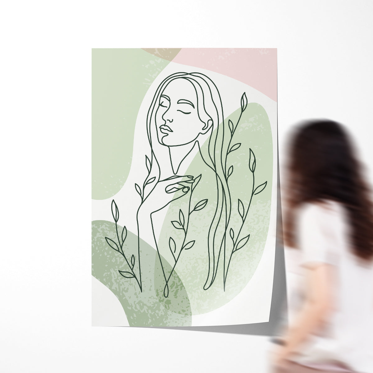 Beautiful Woman Silhouette With Leaves Line Art Posters For Living Room Wall-Vertical Posters NOT FRAMED-CetArt-8″x10″ inches-CetArt