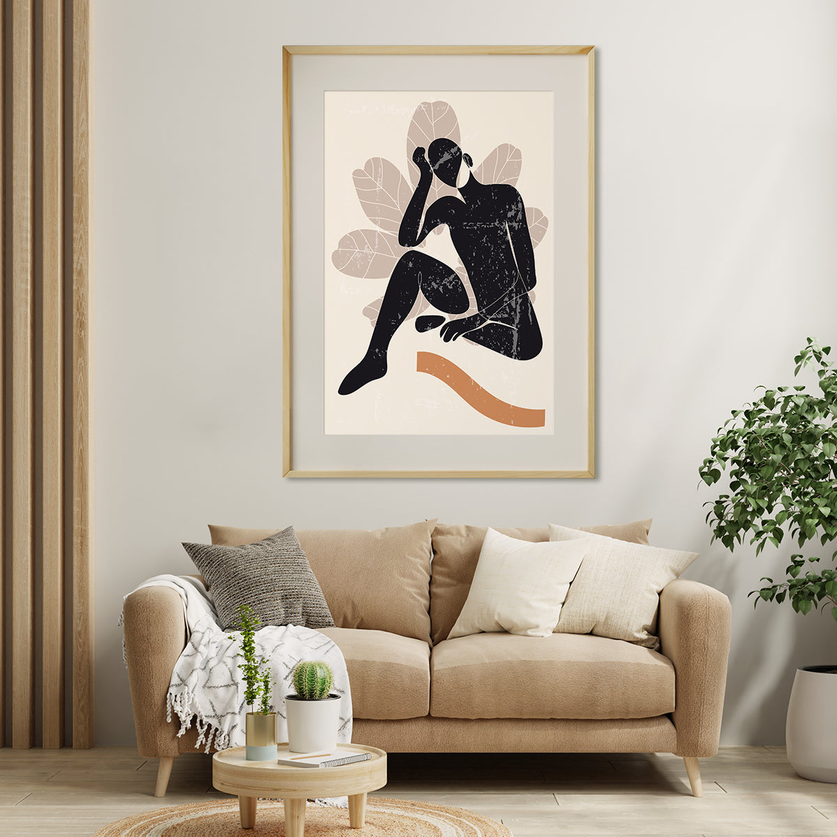 Female Silhouette Beige Minimalist Poster Wall Art Decor-Vertical Posters NOT FRAMED-CetArt-8″x10″ inches-CetArt