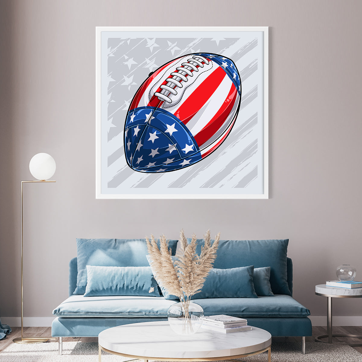 American Football Ball with USA Flag Poster Decorations Ideas-Square Posters NOT FRAMED-CetArt-8″x8″ inches-CetArt