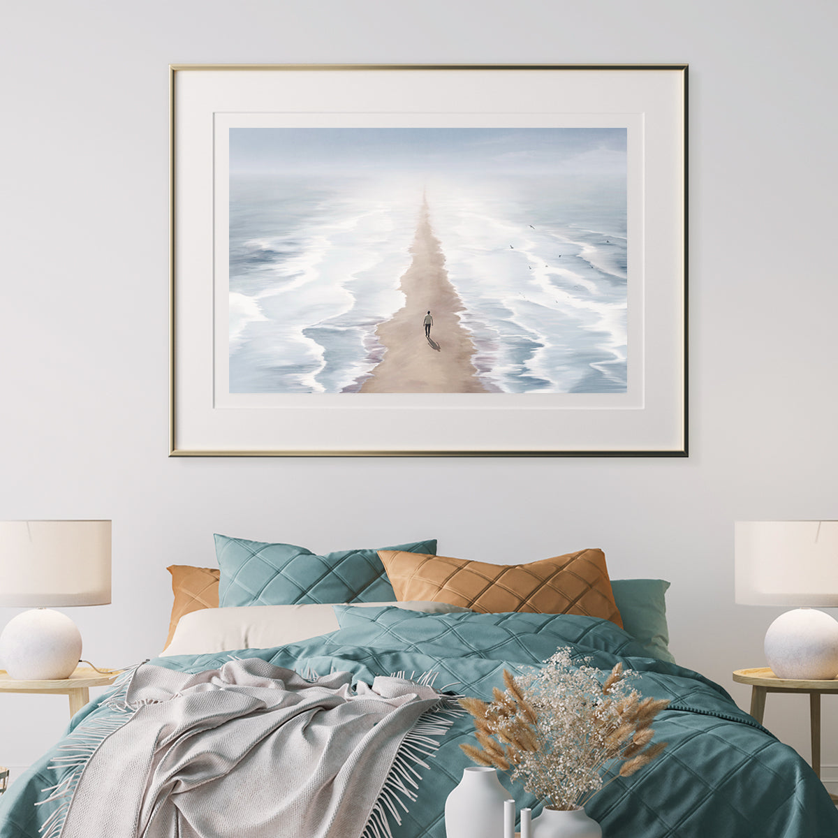 Man Walking in Beach Surreal Abstract Posters For Home Decor-Horizontal Posters NOT FRAMED-CetArt-10″x8″ inches-CetArt