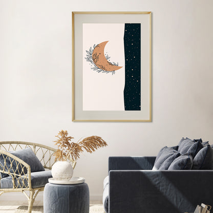 Abstract Vintage Moon in Starry Sky Posters Decoration for Interior-Vertical Posters NOT FRAMED-CetArt-8″x10″ inches-CetArt