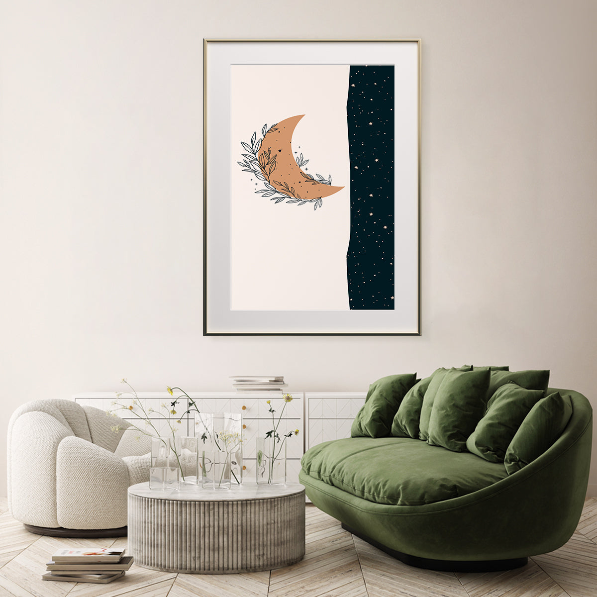 Abstract Vintage Moon in Starry Sky Posters Decoration for Interior-Vertical Posters NOT FRAMED-CetArt-8″x10″ inches-CetArt