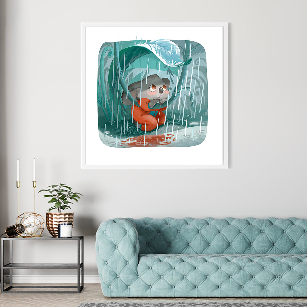Koala Hiding From Rain Wall Posters-Square Posters NOT FRAMED-CetArt-8″x8″ inches-CetArt