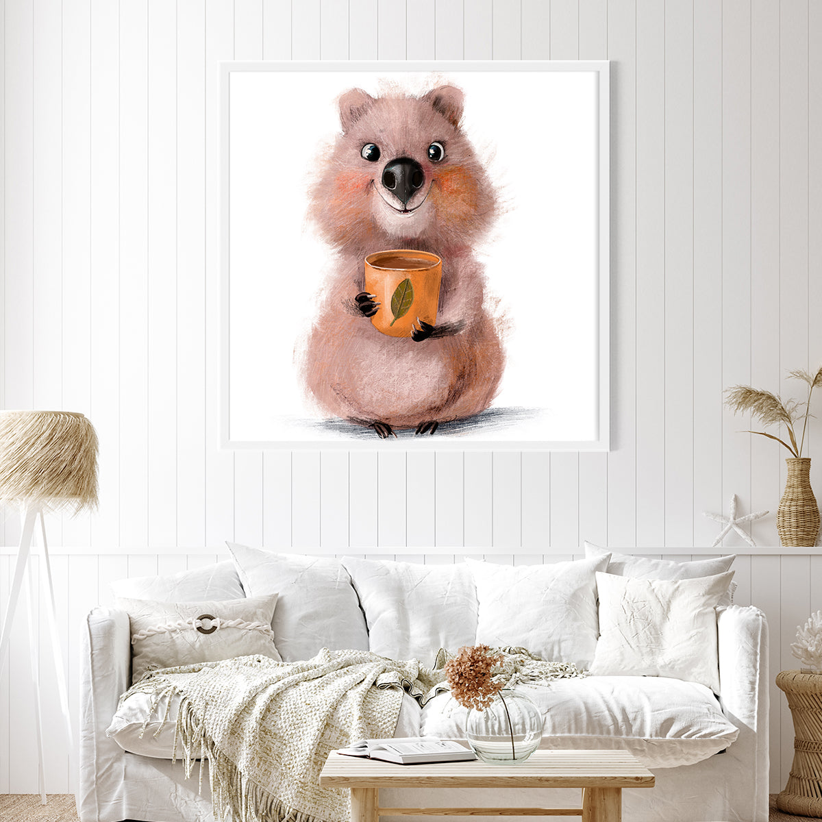 Cute Quokka with Coffee Cup Poster Print Modern Wall Art-Square Posters NOT FRAMED-CetArt-8″x8″ inches-CetArt