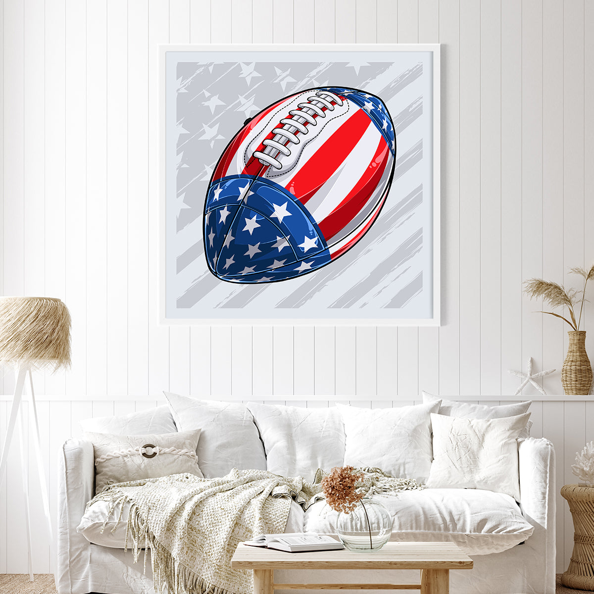 American Football Ball with USA Flag Poster Decorations Ideas-Square Posters NOT FRAMED-CetArt-8″x8″ inches-CetArt