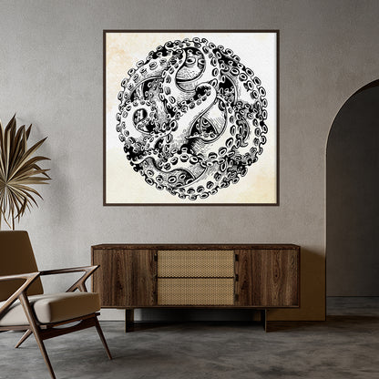 Octopus Tentacles Modern Art Prints Posters-Square Posters NOT FRAMED-CetArt-8″x8″ inches-CetArt