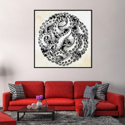 Octopus Tentacles Modern Art Prints Posters-Square Posters NOT FRAMED-CetArt-8″x8″ inches-CetArt
