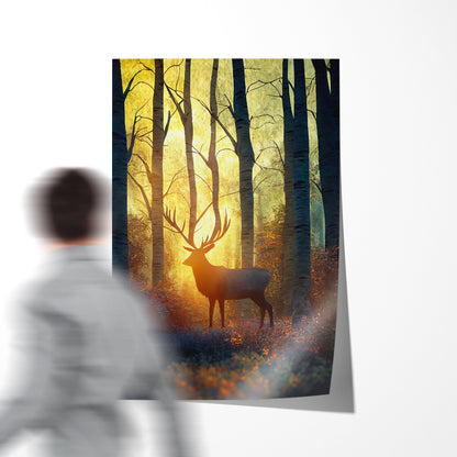 Beautiful Deer in Autumn Forest Poster Wall Art Decor-Vertical Posters NOT FRAMED-CetArt-8″x10″ inches-CetArt