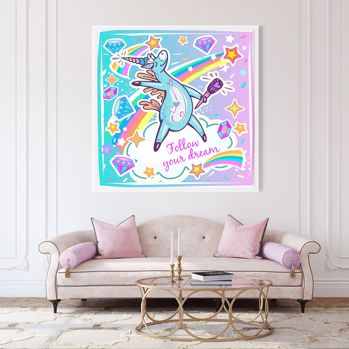 Cute Unicorn Posters Wall Art Prints-Square Posters NOT FRAMED-CetArt-8″x8″ inches-CetArt