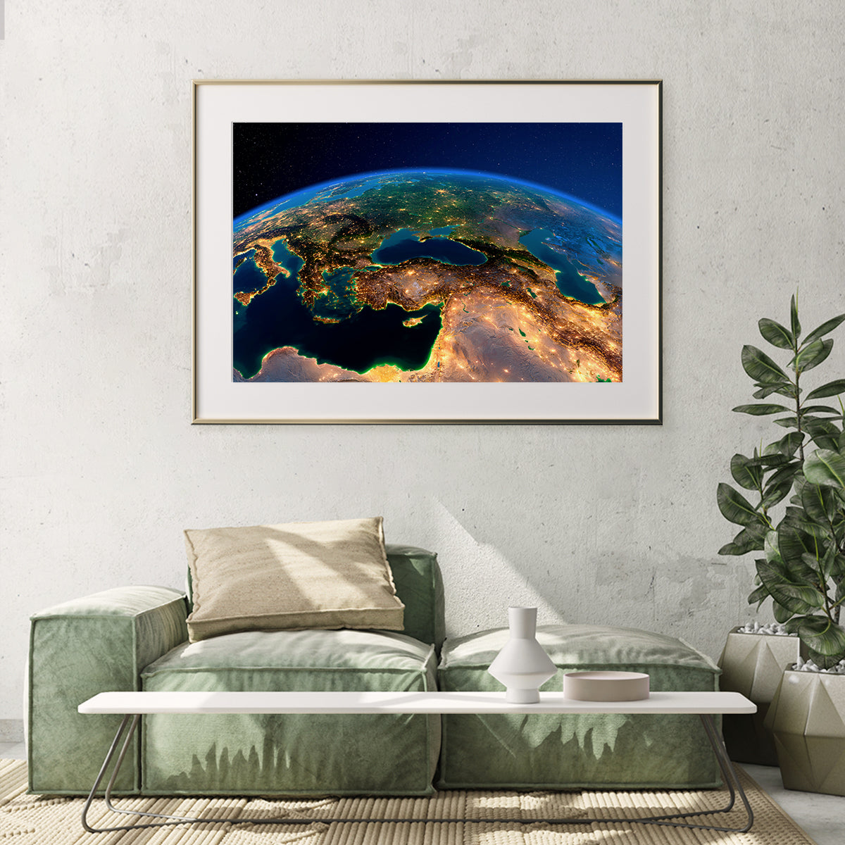 Planet Earth with Night City Lights Poster Design-Horizontal Posters NOT FRAMED-CetArt-10″x8″ inches-CetArt
