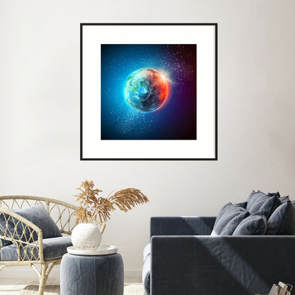 Earth Planet in Space Posters Decoration for Interior-Square Posters NOT FRAMED-CetArt-8″x8″ inches-CetArt