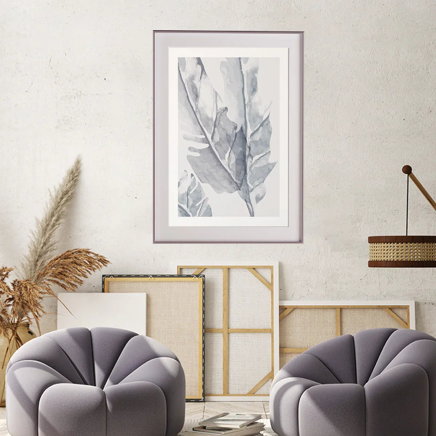 Blue leaves watercolor poster