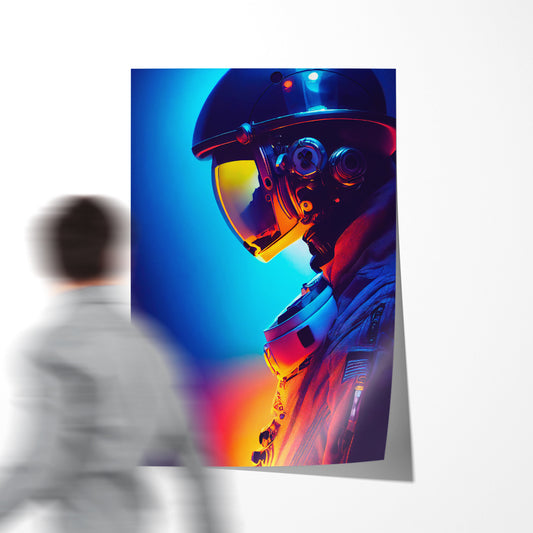 Portrait of Astronaut in Neon Light Modern Art Print Poster-Vertical Posters NOT FRAMED-CetArt-8″x10″ inches-CetArt