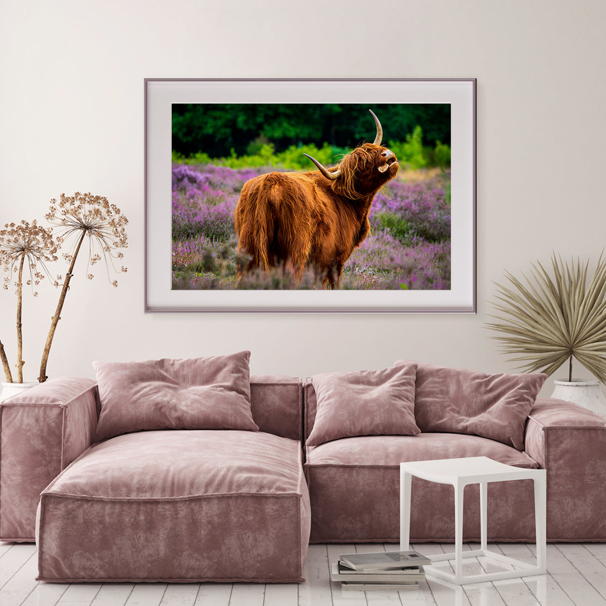 Scottish Highlander Cow in Meadow Posters Prints Wall Decor-Horizontal Posters NOT FRAMED-CetArt-10″x8″ inches-CetArt