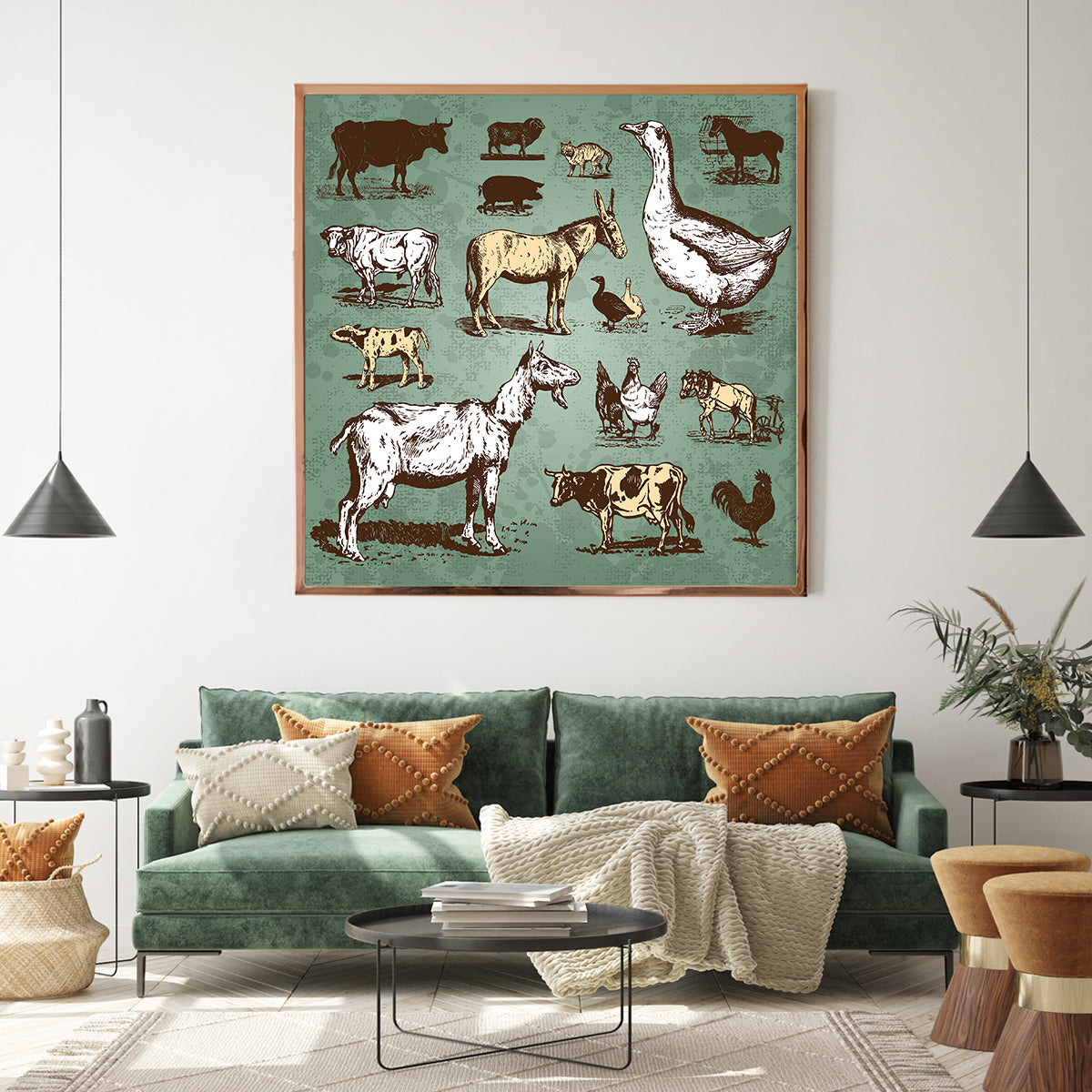 Vintage Farm Animals Cool Posters For Room-Square Posters NOT FRAMED-CetArt-8″x8″ inches-CetArt