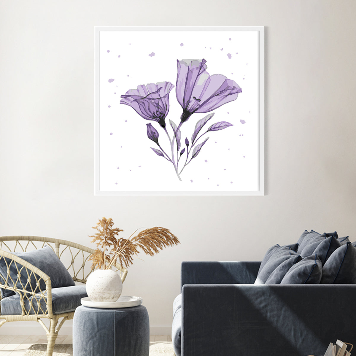 Abstract Purple Flowers Posters Prints Wall Art-Square Posters NOT FRAMED-CetArt-8″x8″ inches-CetArt