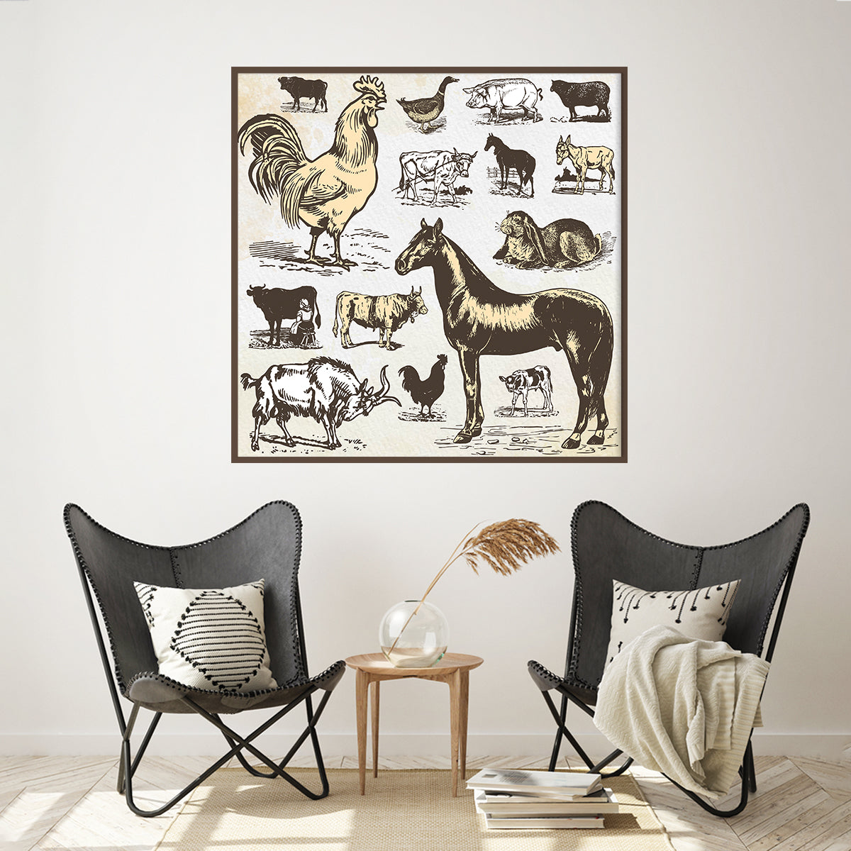 Farm Animals Vintage Posters-Square Posters NOT FRAMED-CetArt-8″x8″ inches-CetArt