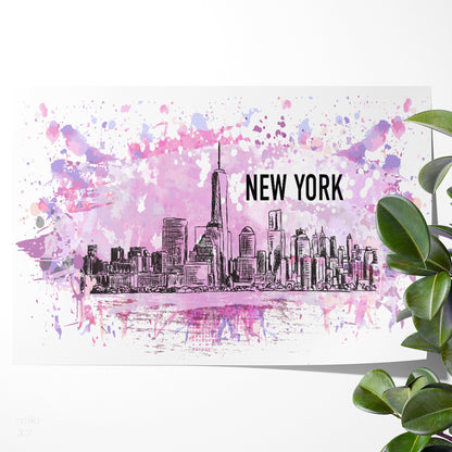 Abstract Colorful New York City Posters Art Wall-Horizontal Posters NOT FRAMED-CetArt-10″x8″ inches-CetArt
