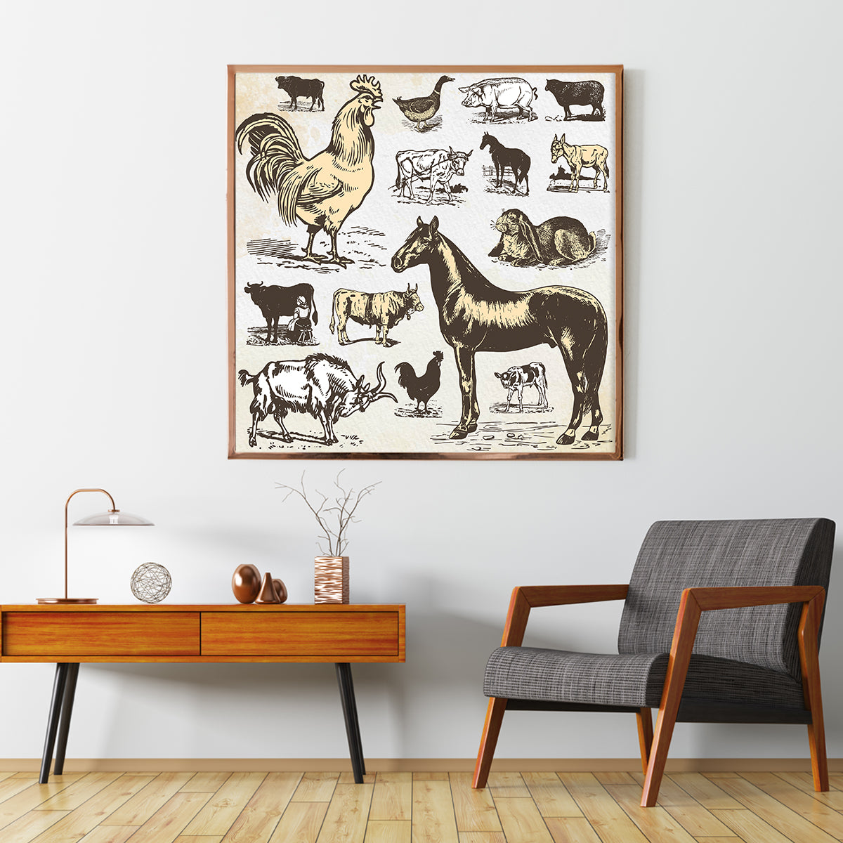 Farm Animals Vintage Posters-Square Posters NOT FRAMED-CetArt-8″x8″ inches-CetArt