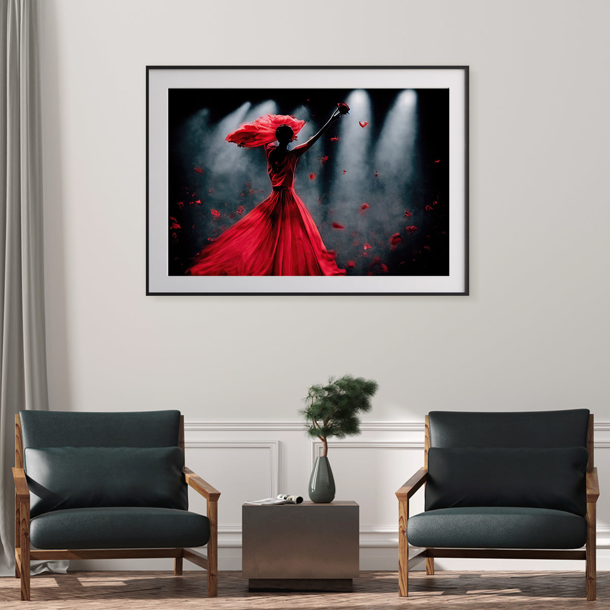 Silhouette of Dancing Woman in Red Dress Large Poster Prints-Horizontal Posters NOT FRAMED-CetArt-10″x8″ inches-CetArt