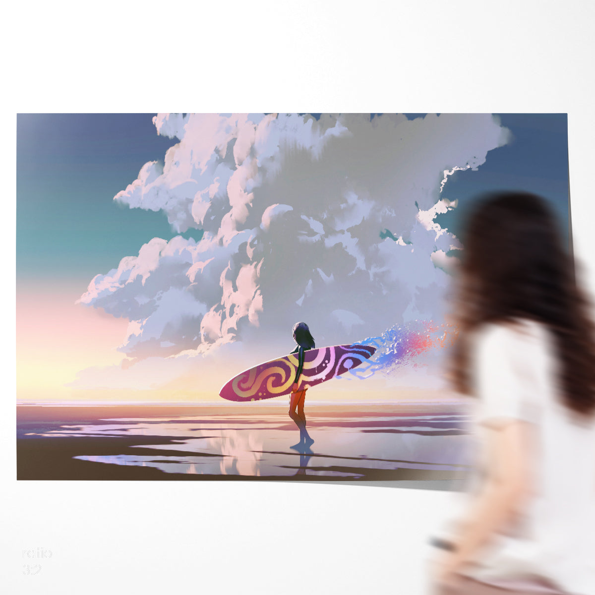 Woman Surfer on Beach Creative Poster-Horizontal Posters NOT FRAMED-CetArt-10″x8″ inches-CetArt