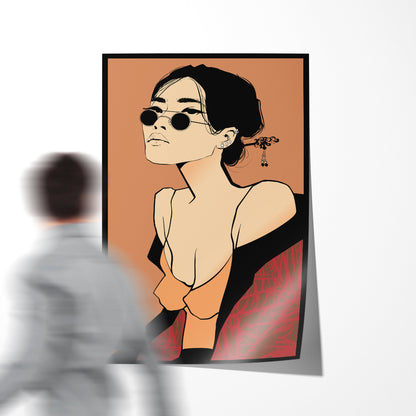 Asian Woman with Black Sunglasses Vintage Posters For Room-Vertical Posters NOT FRAMED-CetArt-8″x10″ inches-CetArt