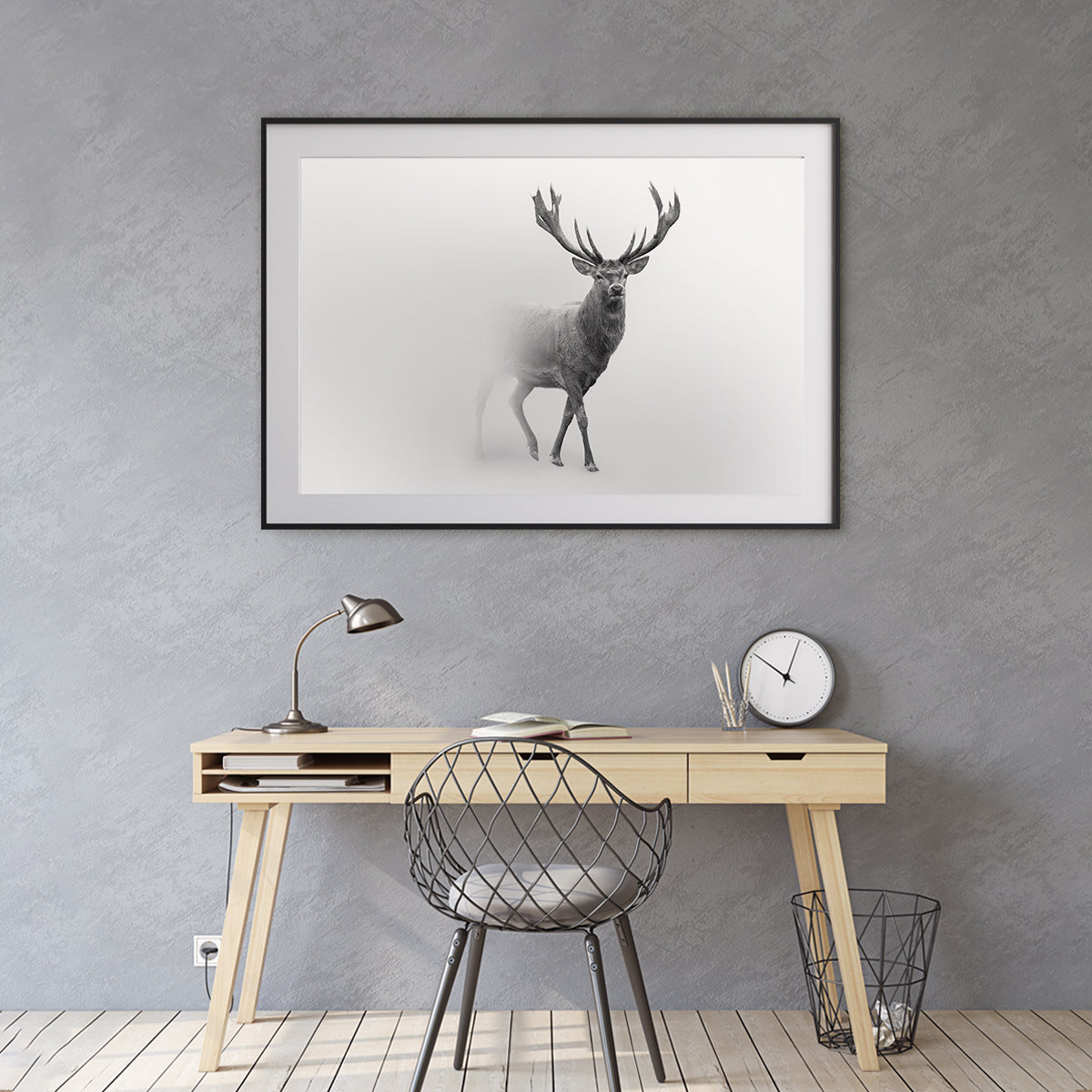 Powerful Red Deer Black and White Posters Wall Decoration-Horizontal Posters NOT FRAMED-CetArt-10″x8″ inches-CetArt