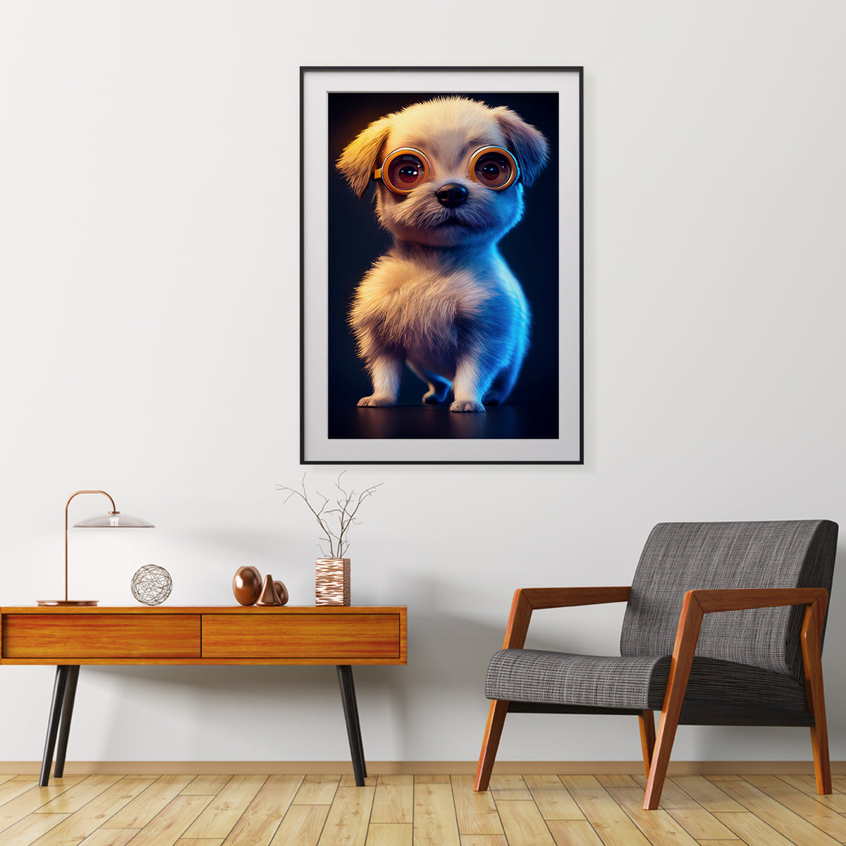 Fluffy Puppy Poster Decorations Ideas Steampunk Style-Vertical Posters NOT FRAMED-CetArt-8″x10″ inches-CetArt