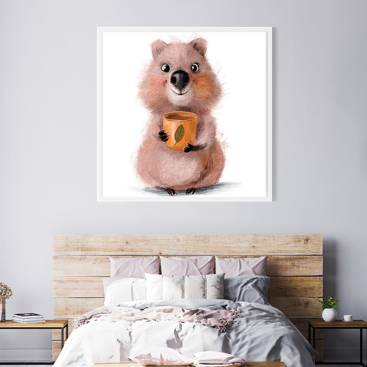 Cute Quokka with Coffee Cup Poster Print Modern Wall Art-Square Posters NOT FRAMED-CetArt-8″x8″ inches-CetArt