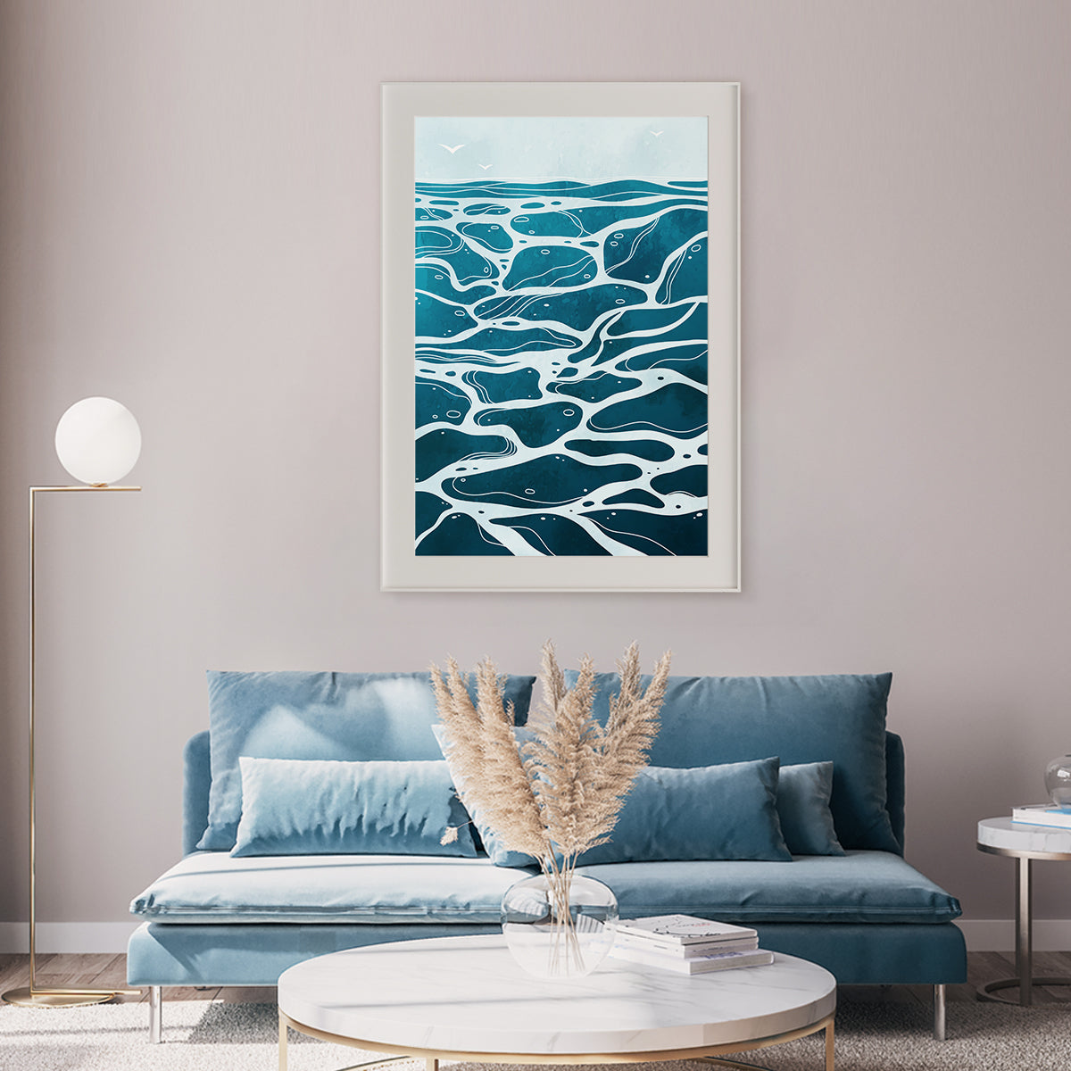 Abstract Blue Sea Waves Living Room Art Posters Japanese Style-Vertical Posters NOT FRAMED-CetArt-8″x10″ inches-CetArt