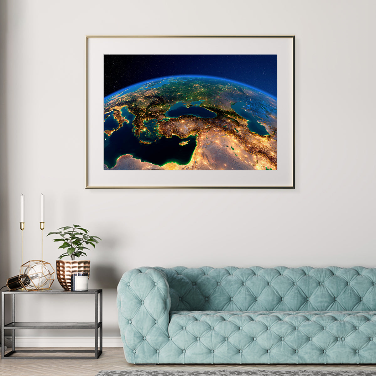 Planet Earth with Night City Lights Poster Design-Horizontal Posters NOT FRAMED-CetArt-10″x8″ inches-CetArt