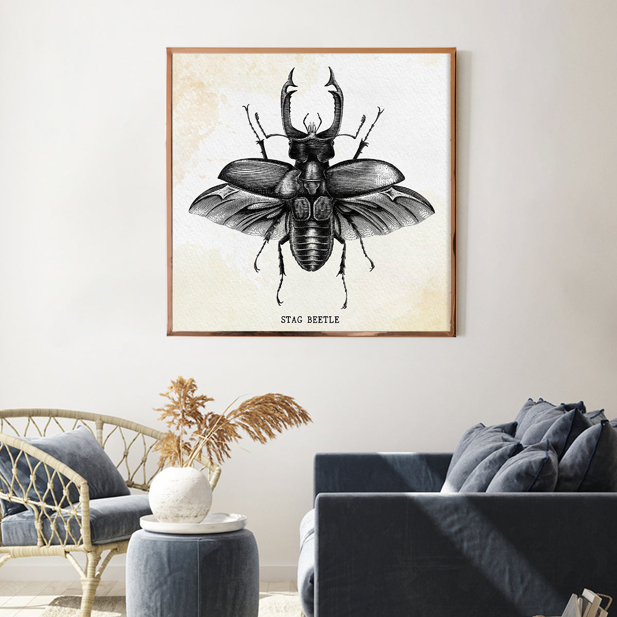 Vintage Stag Beetle Posters Prints Wall Decor-Square Posters NOT FRAMED-CetArt-8″x8″ inches-CetArt