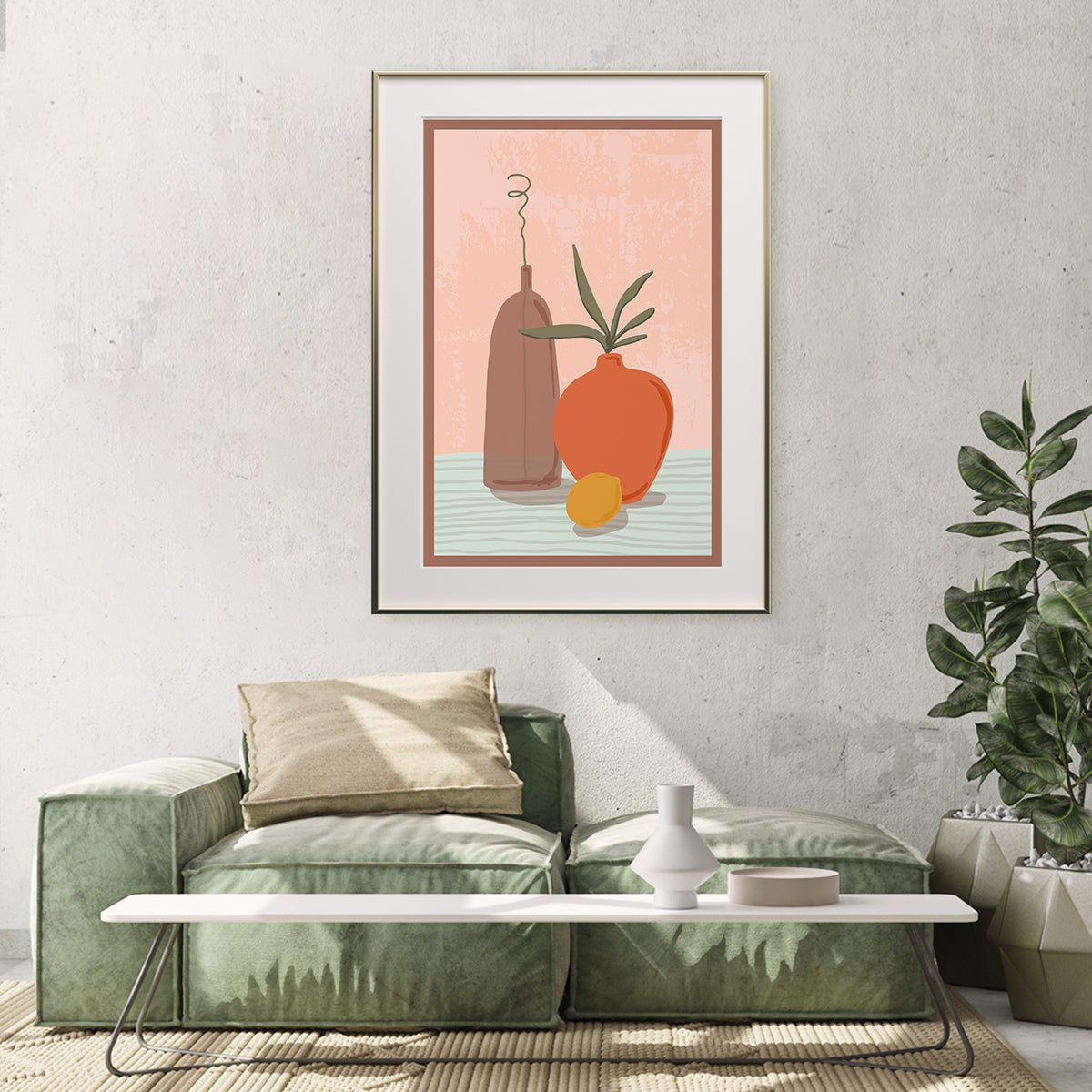 Still Life With Lemon And Plant Prints Wall Art-Vertical Posters NOT FRAMED-CetArt-8″x10″ inches-CetArt