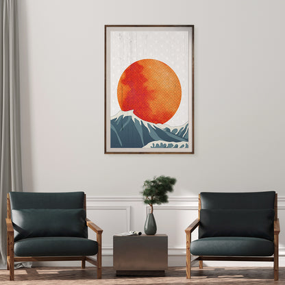 Vintage Red Sun in Ocean Creative Posters For Wall-Vertical Posters NOT FRAMED-CetArt-8″x10″ inches-CetArt