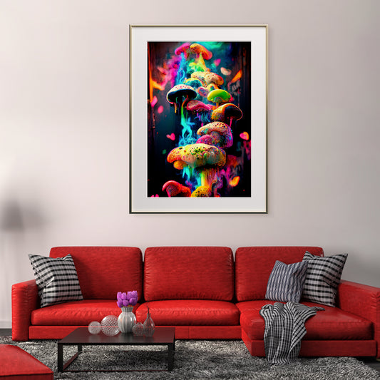 Surreal Multicolor Mushrooms Modern Abstract Art Posters-Vertical Posters NOT FRAMED-CetArt-8″x10″ inches-CetArt