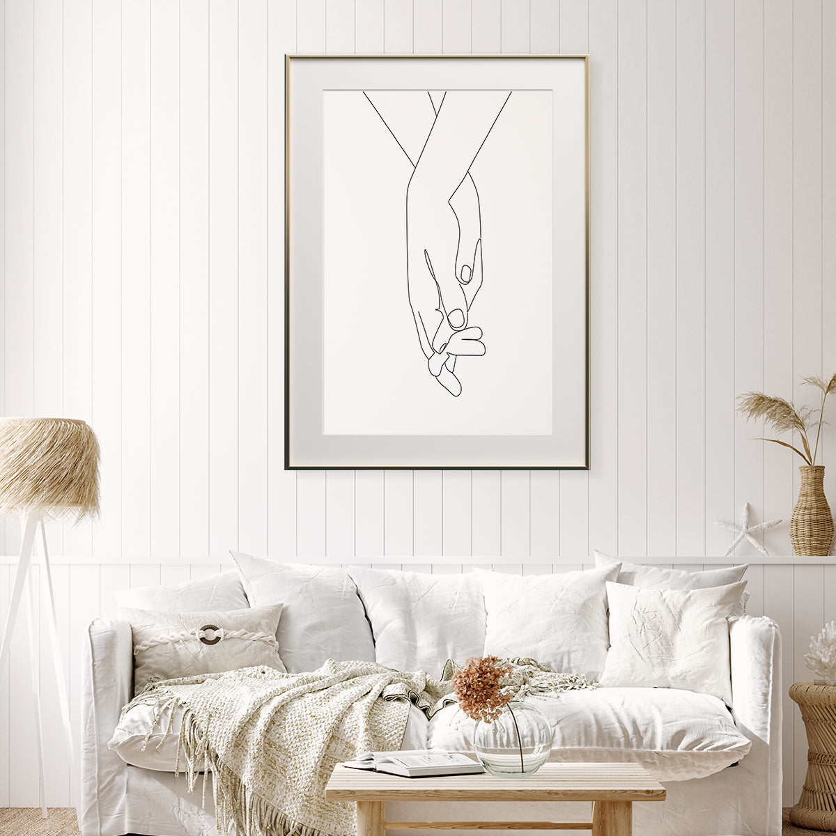 Trendy Minimalist Holding Hands Line Art Line Art Posters Art Prints-Vertical Posters NOT FRAMED-CetArt-8″x10″ inches-CetArt