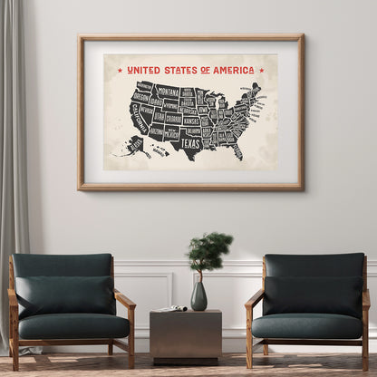 Map of United States of America Posters For Room-Horizontal Posters NOT FRAMED-CetArt-10″x8″ inches-CetArt