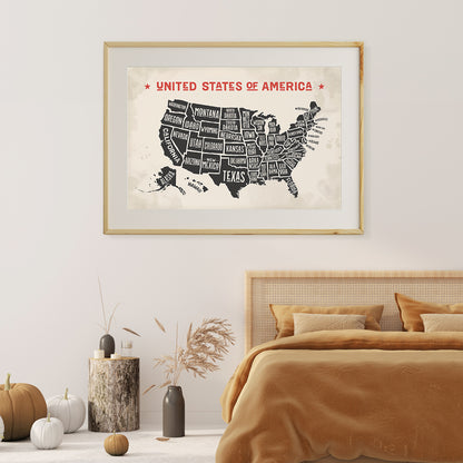 Map of United States of America Posters For Room-Horizontal Posters NOT FRAMED-CetArt-10″x8″ inches-CetArt