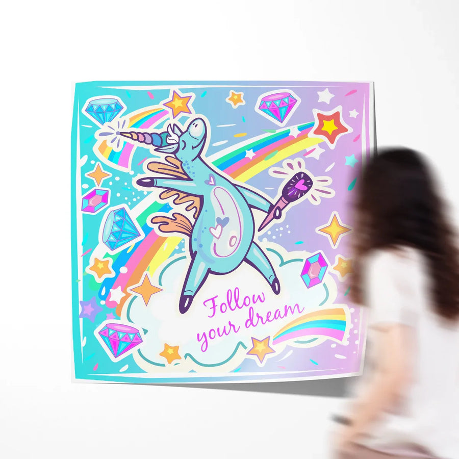 Cute unicorn pastel poster