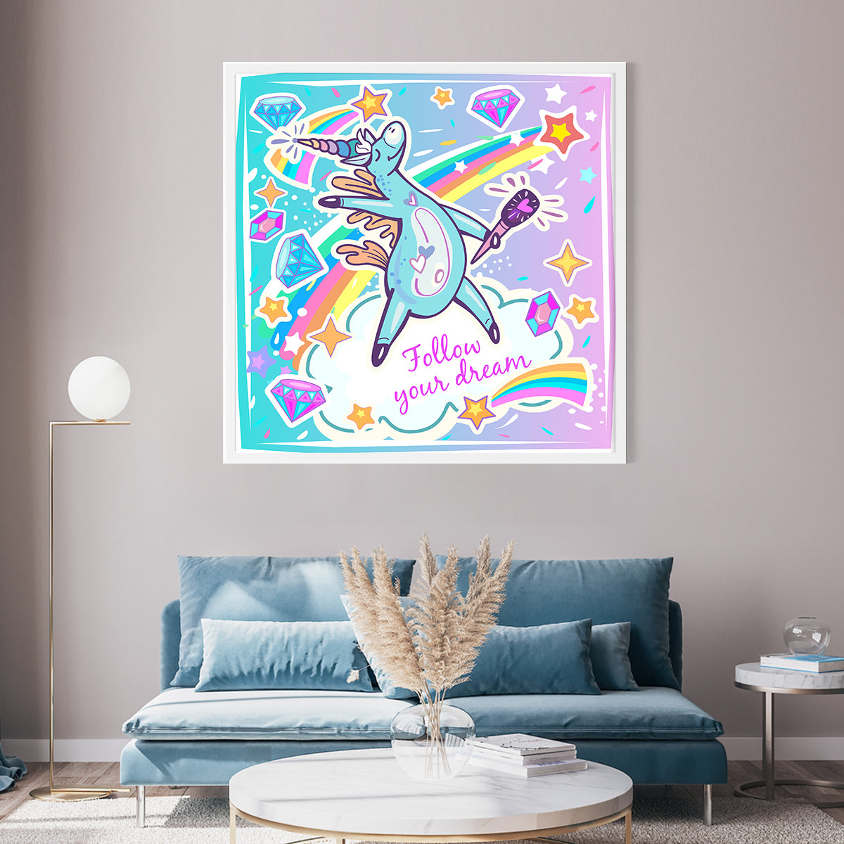 Cute Unicorn Posters Wall Art Prints-Square Posters NOT FRAMED-CetArt-8″x8″ inches-CetArt