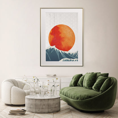 Vintage Red Sun in Ocean Creative Posters For Wall-Vertical Posters NOT FRAMED-CetArt-8″x10″ inches-CetArt