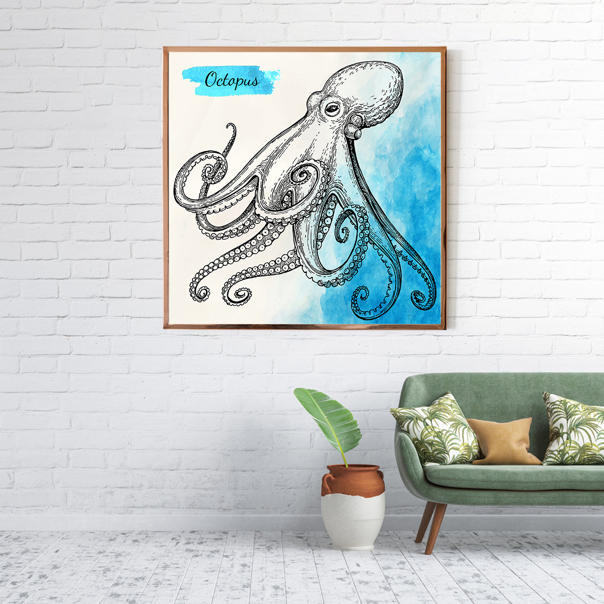 Vintage Octopus Posters Wall Art-Square Posters NOT FRAMED-CetArt-8″x8″ inches-CetArt