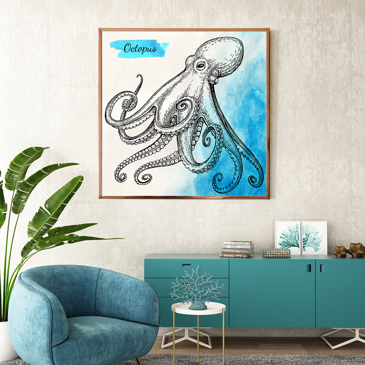 Vintage Octopus Posters Wall Art-Square Posters NOT FRAMED-CetArt-8″x8″ inches-CetArt