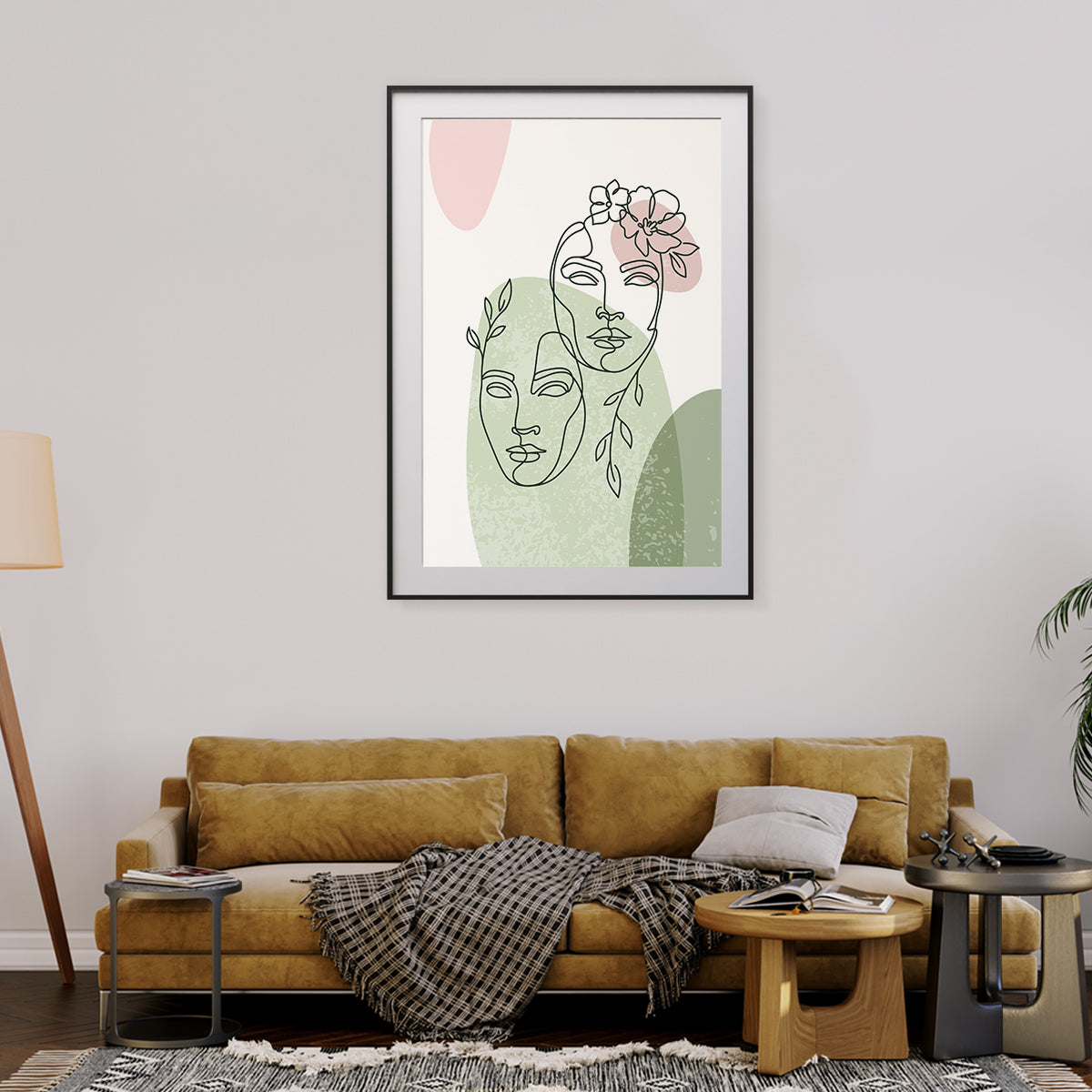 Beautiful Woman Portrait With Flowers Line Art Vintage Posters Wall Decor-Vertical Posters NOT FRAMED-CetArt-8″x10″ inches-CetArt