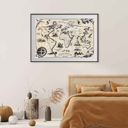 Vintage Old World Map Modern Art Poster-Horizontal Posters NOT FRAMED-CetArt-10″x8″ inches-CetArt