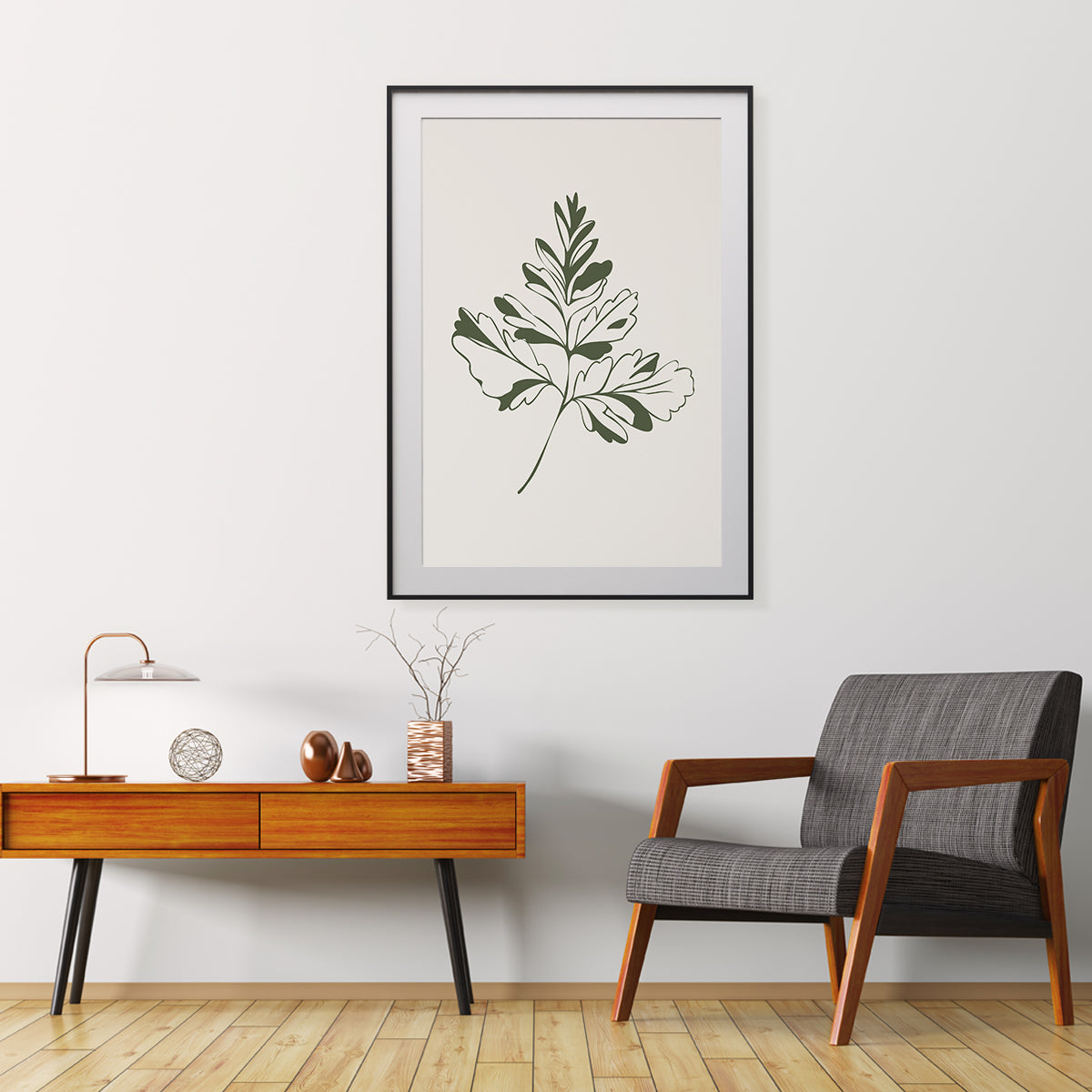 Minimalist Vintage Green Leaves Living Rooms Posters Wall Art Prints-Vertical Posters NOT FRAMED-CetArt-8″x10″ inches-CetArt
