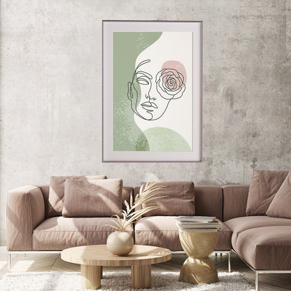 Beautiful Women Face With Flowers Line Art Posters For Home Decor-Vertical Posters NOT FRAMED-CetArt-8″x10″ inches-CetArt
