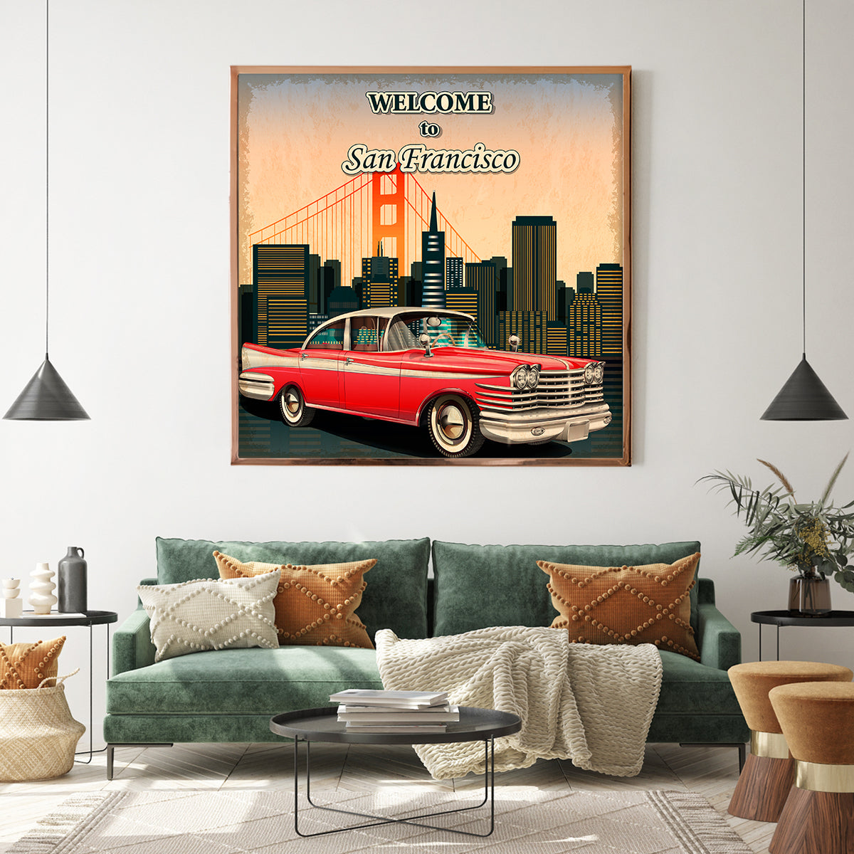 Welcome to San Francisco Retro Car Poster-Square Posters NOT FRAMED-CetArt-8″x8″ inches-CetArt