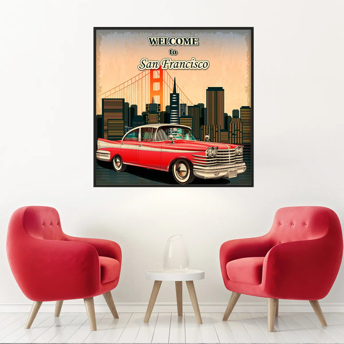 Colorful New York city poster and skyline